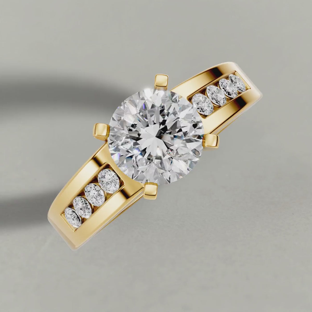 Rotating Channel-Set Split-Shank Engagement Ring (2800) in Yellow Gold