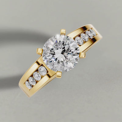 Rotating Channel-Set Split-Shank Engagement Ring (2800) in Yellow Gold