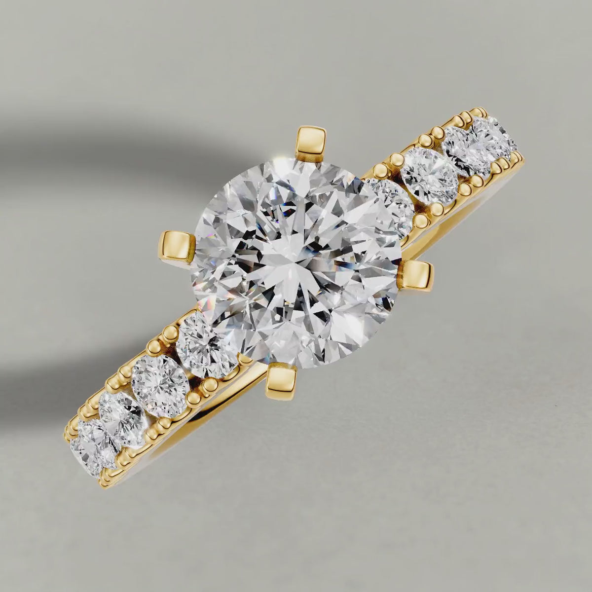Rotating U-Prong Diamond Shoulder Engagement Ring (70695) in Yellow Gold