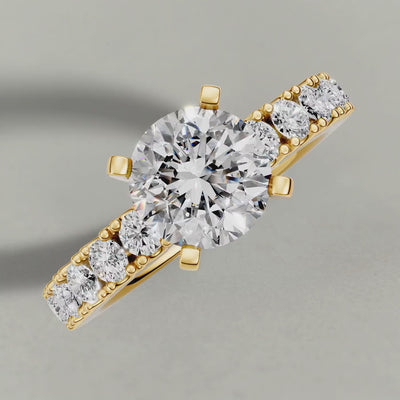 Rotating U-Prong Diamond Shoulder Engagement Ring (70695) in Yellow Gold