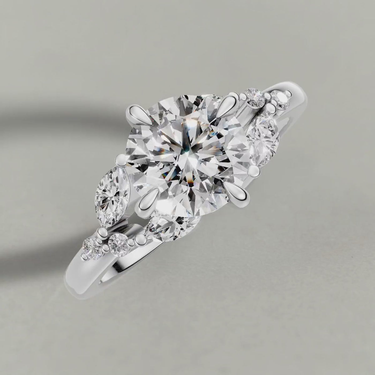 Rotating Vine-Inspired Engagement Ring (72161) in White Gold