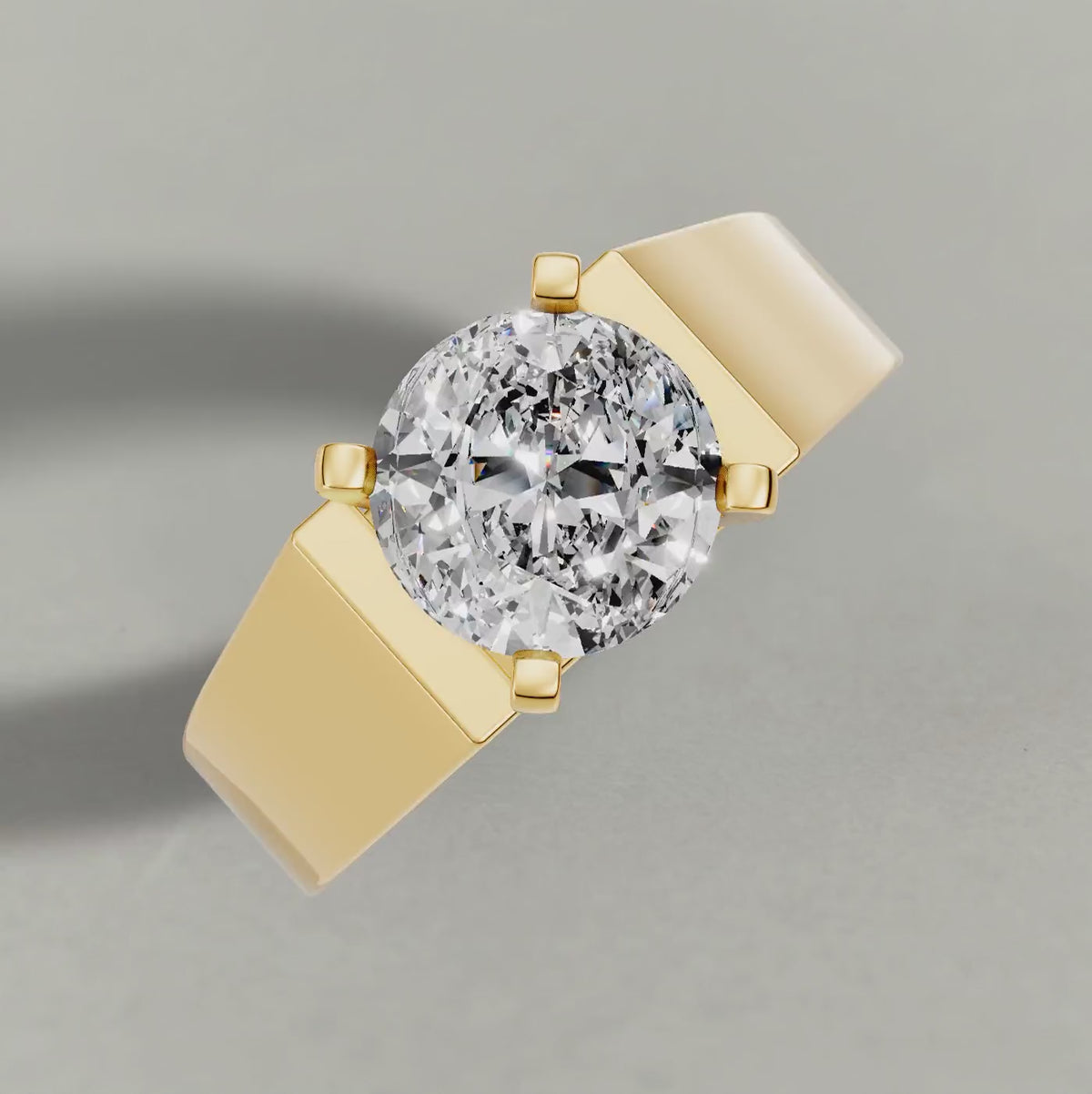 Rotating Sculpted Cathedral Solitaire Engagement Ring (2315) in Yellow Gold