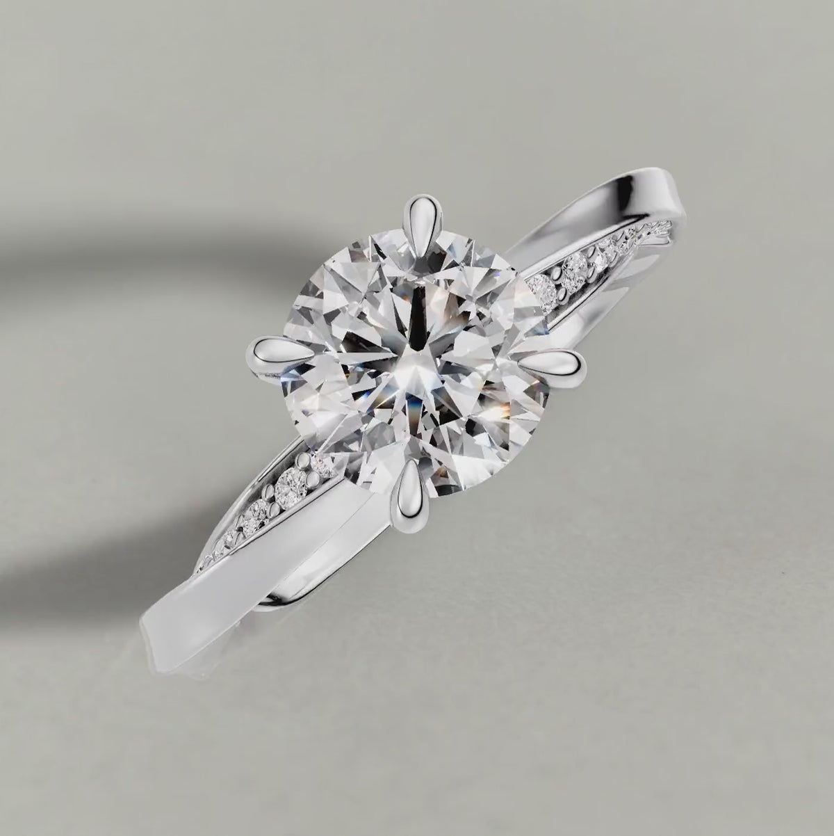 Rotating Double Pavé Band Engagement Ring (71353) in White Gold