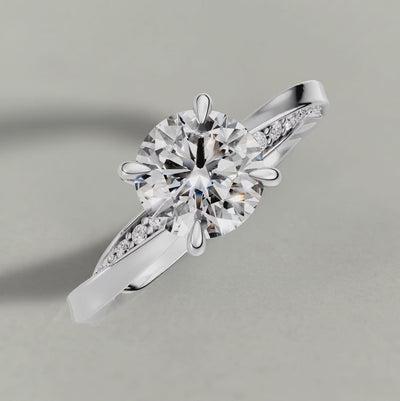 Rotating Double Pavé Band Engagement Ring (71353) in White Gold