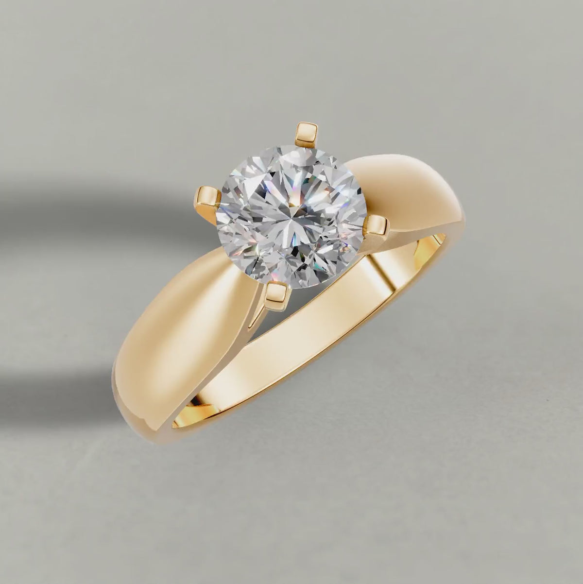 Rotating Sweeping Cathedral Solitaire Engagement Ring (3305) in Yellow Gold
