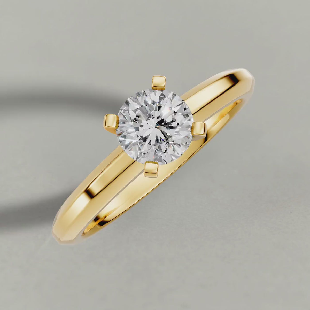 Rotating Slim Tapered Solitaire Engagement Ring (3840) in Yellow Gold
