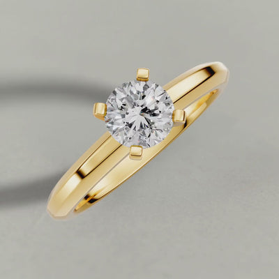 Rotating Slim Tapered Solitaire Engagement Ring (3840) in Yellow Gold
