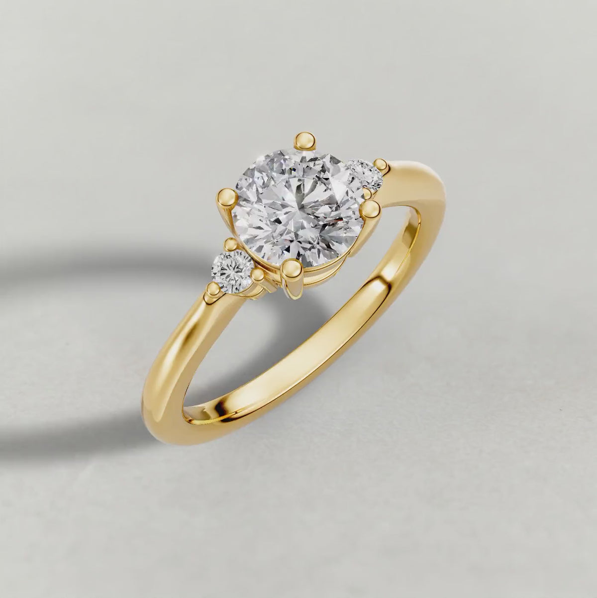 Rotating Diamond Accent Shoulder Solitaire Engagement Ring (70934) in Yellow Gold