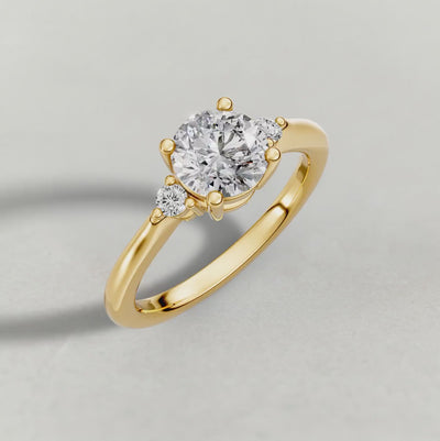 Rotating Diamond Accent Shoulder Solitaire Engagement Ring (70934) in Yellow Gold
