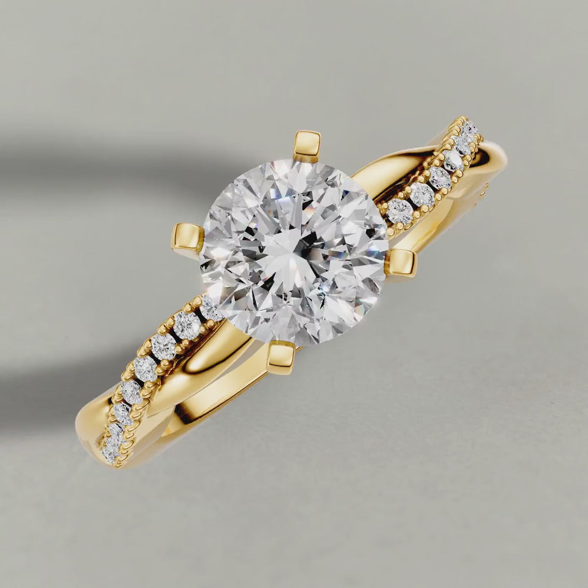 Rotating Pavé Twist Engagement Ring (70864) in Yellow Gold
