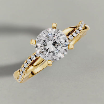 Rotating Pavé Twist Engagement Ring (70864) in Yellow Gold