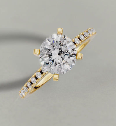 Rotating Tapered Pavé Shoulder Engagement Ring (7504) in Yellow Gold