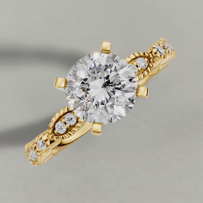 Rotating Scalloped Multi-Stone Engagement Ring (70874) in Yellow Gold