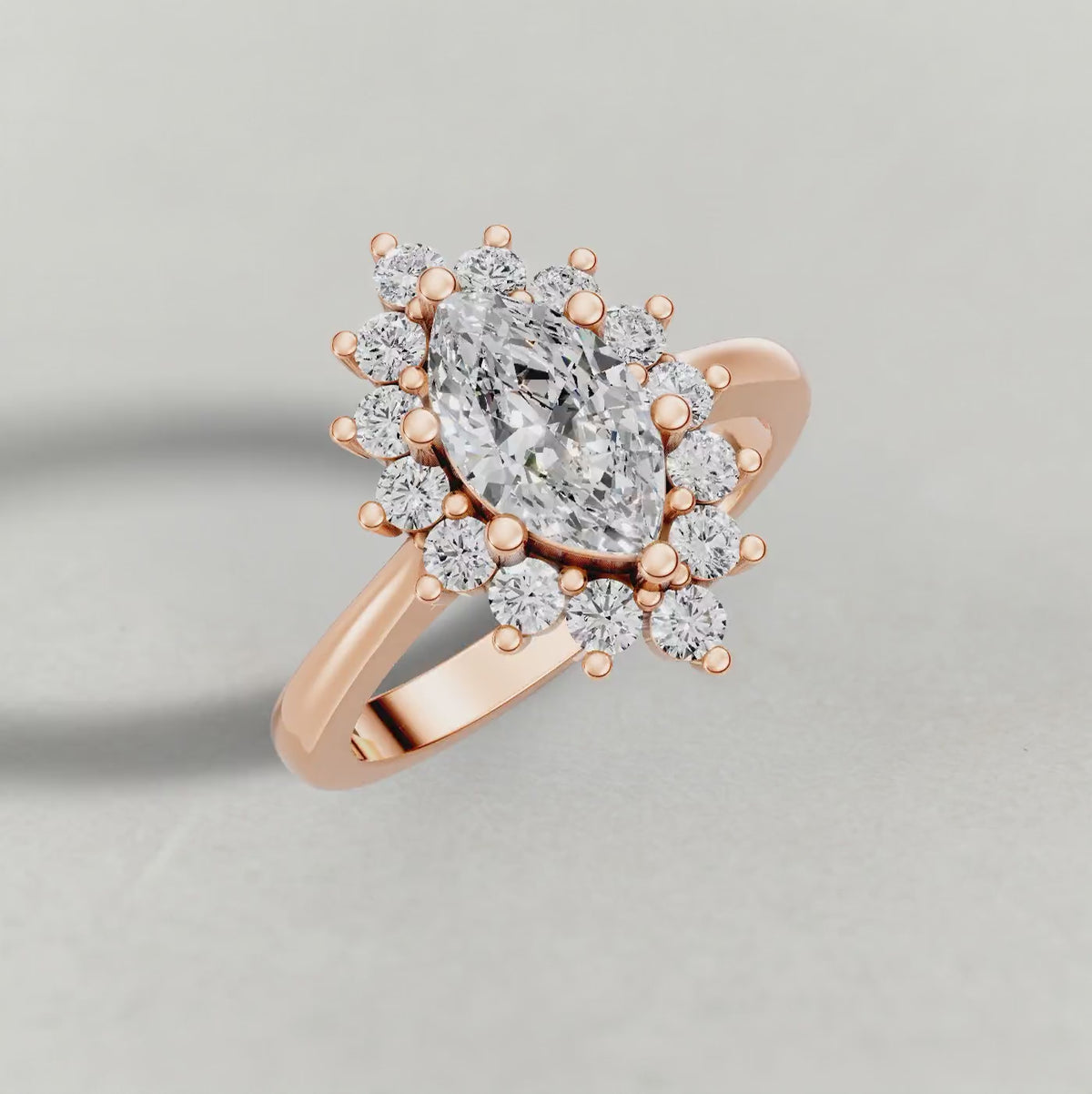 Rotating Cluster Halo Engagement Ring (71300) in Rose Gold