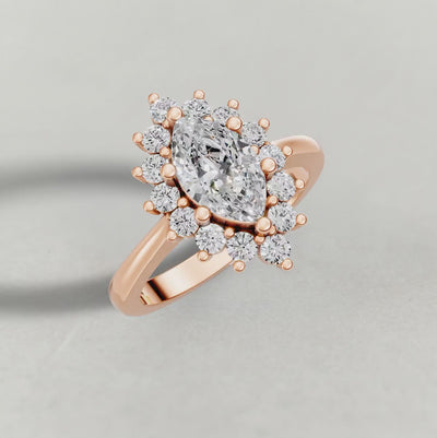 Rotating Cluster Halo Engagement Ring (71300) in Rose Gold