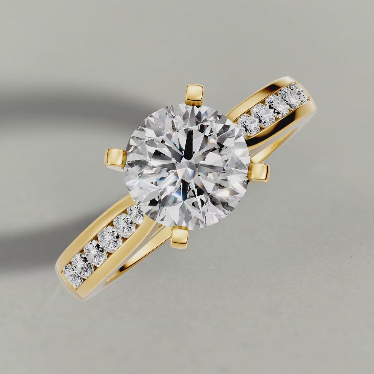 Rotating Channel-Set Engagement Ring (70809) in Yellow Gold