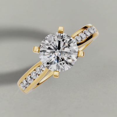 Rotating Channel-Set Engagement Ring (70809) in Yellow Gold