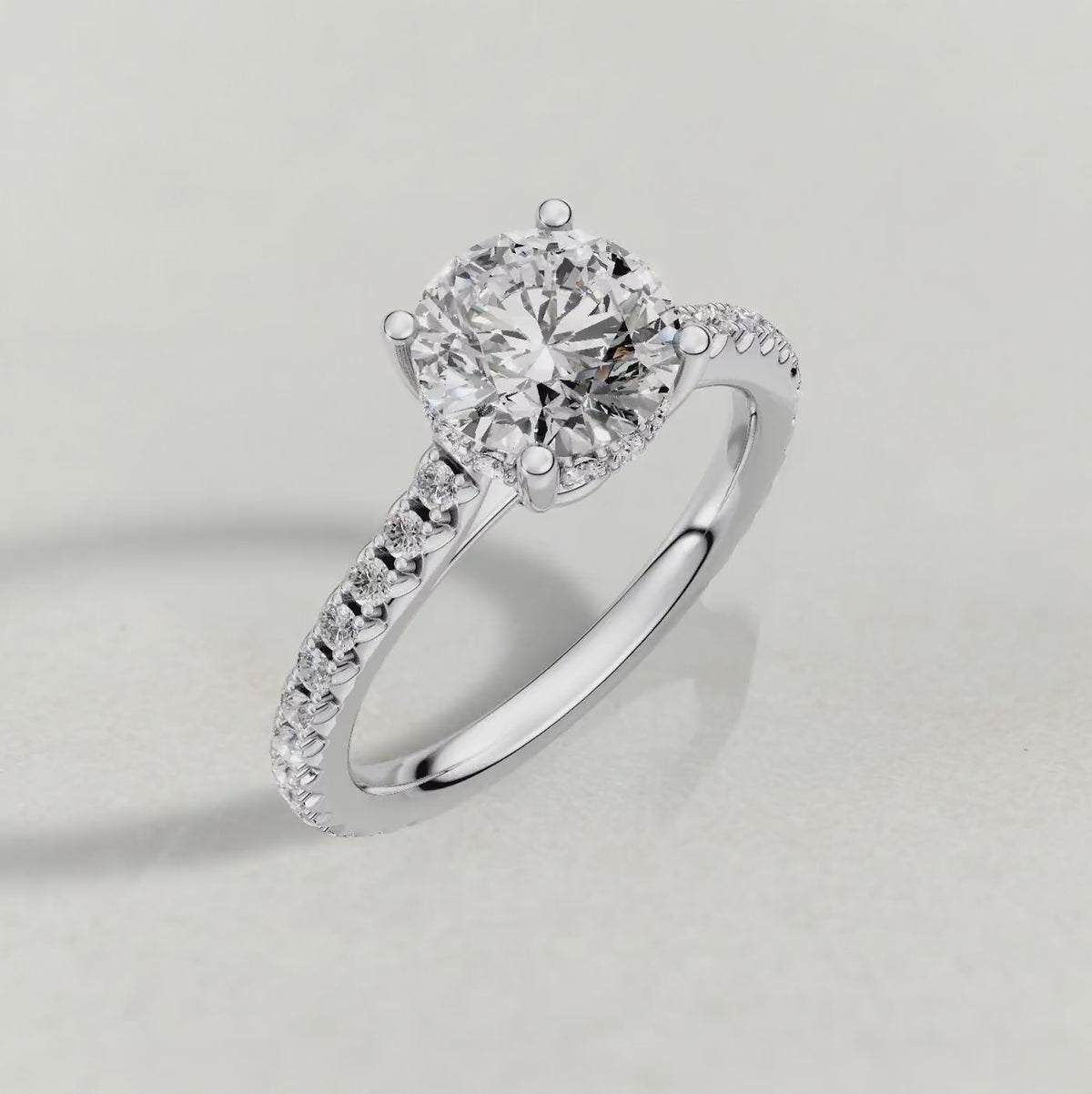 Rotating Diamond Gallery Pavé Engagement Ring (71100) in Platinum