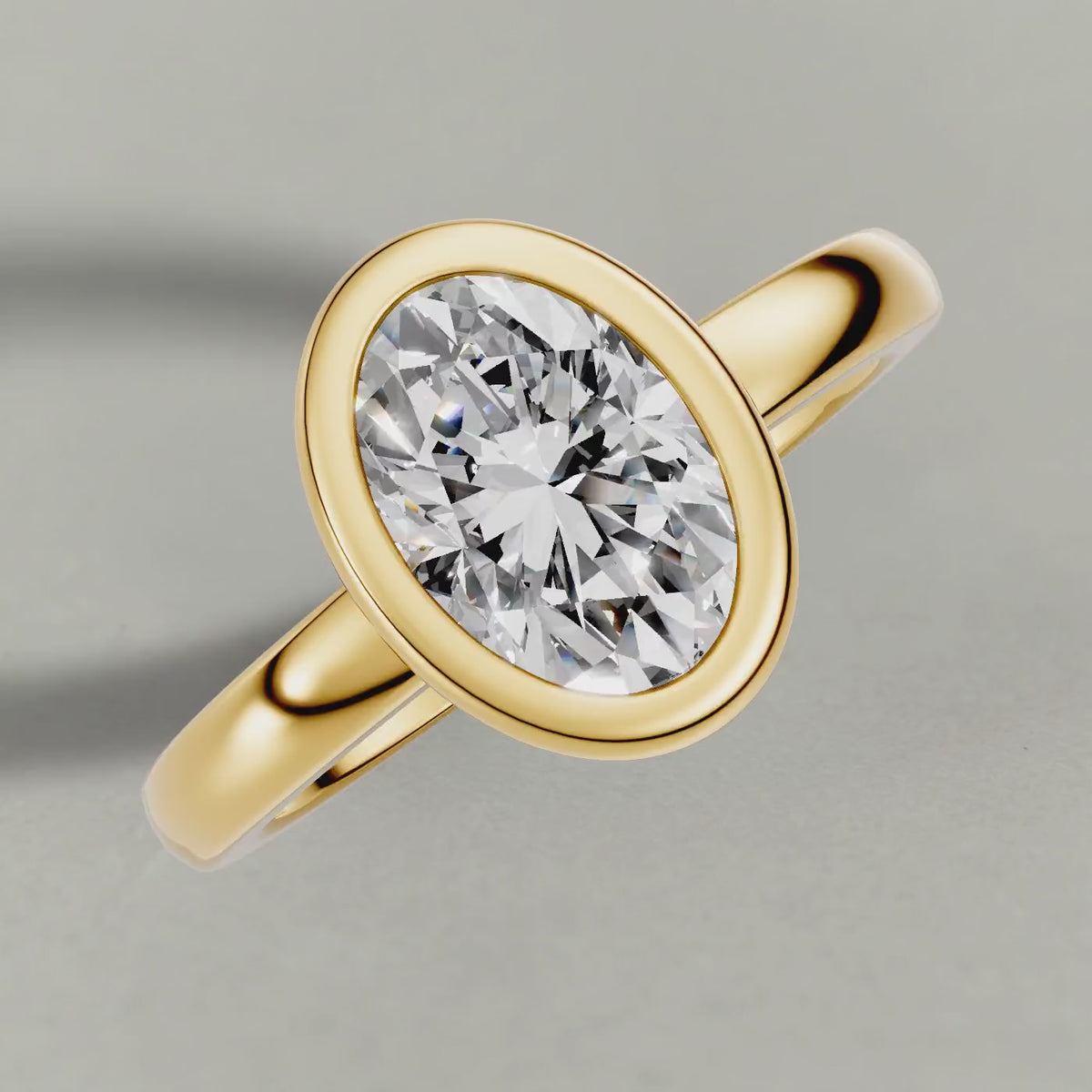 Rotating Smooth Bezel Engagement Ring (9379) in Yellow Gold