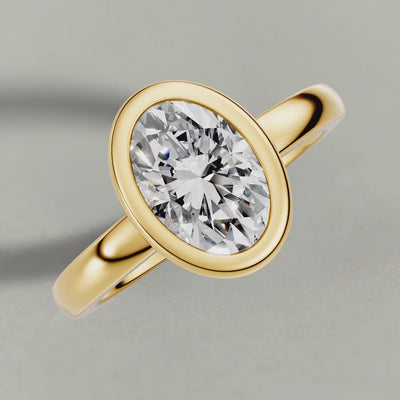 Rotating Smooth Bezel Engagement Ring (9379) in Yellow Gold