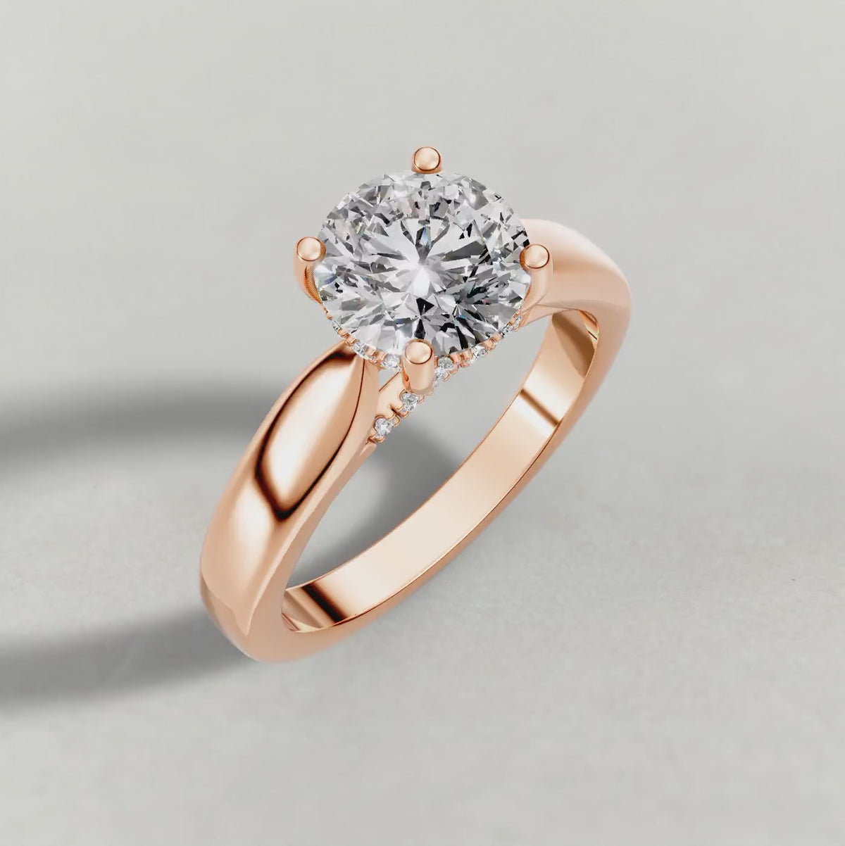 Rotating Polished Ridge Engagement Ring (71128) in Rose Gold