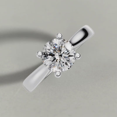 Rotating Forked Shoulder Solitaire Engagement Ring (70980) in White Gold