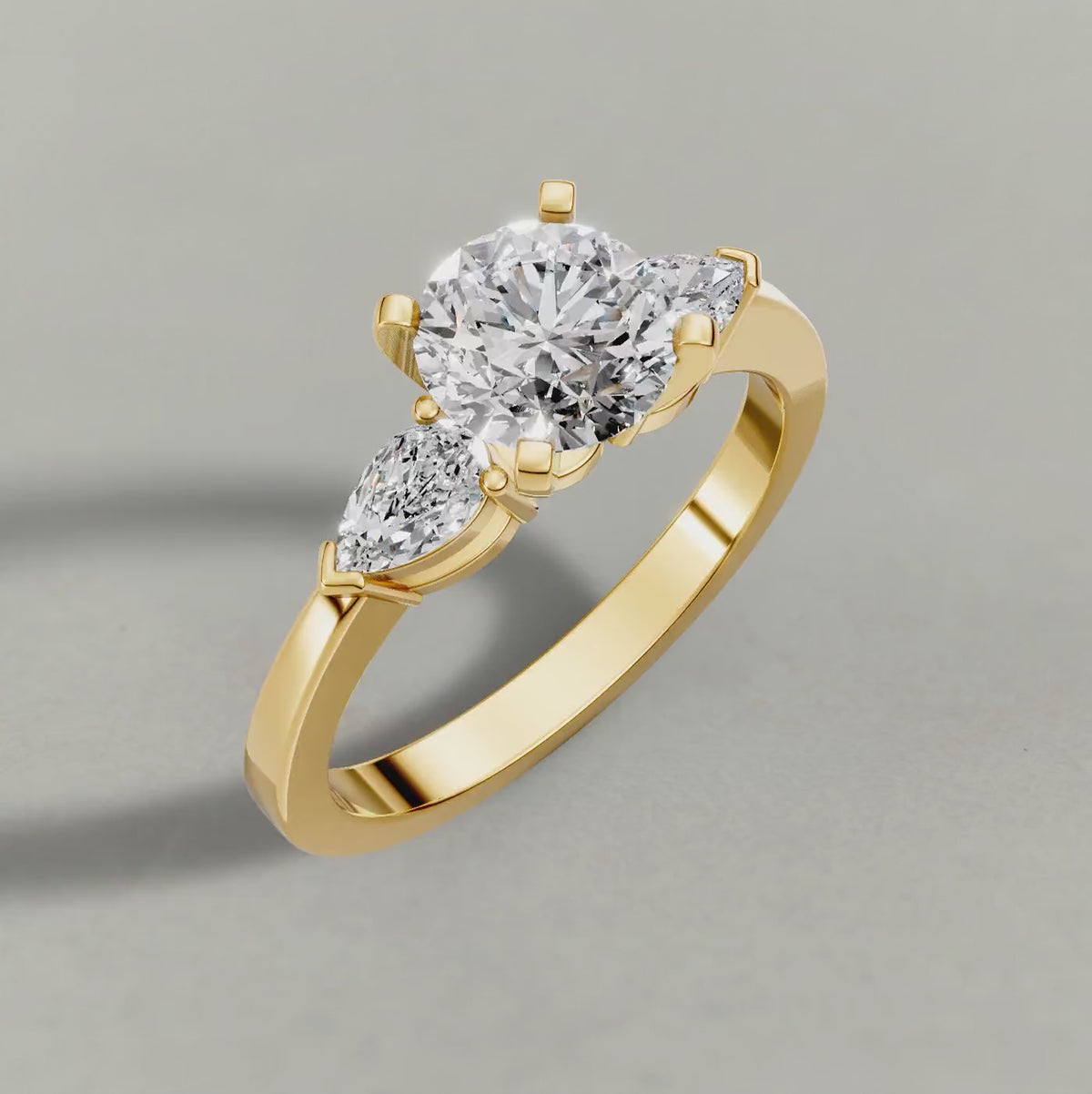 Rotating Three-Stone Side-Stone Engagement Ring (2046) in Yellow Gold