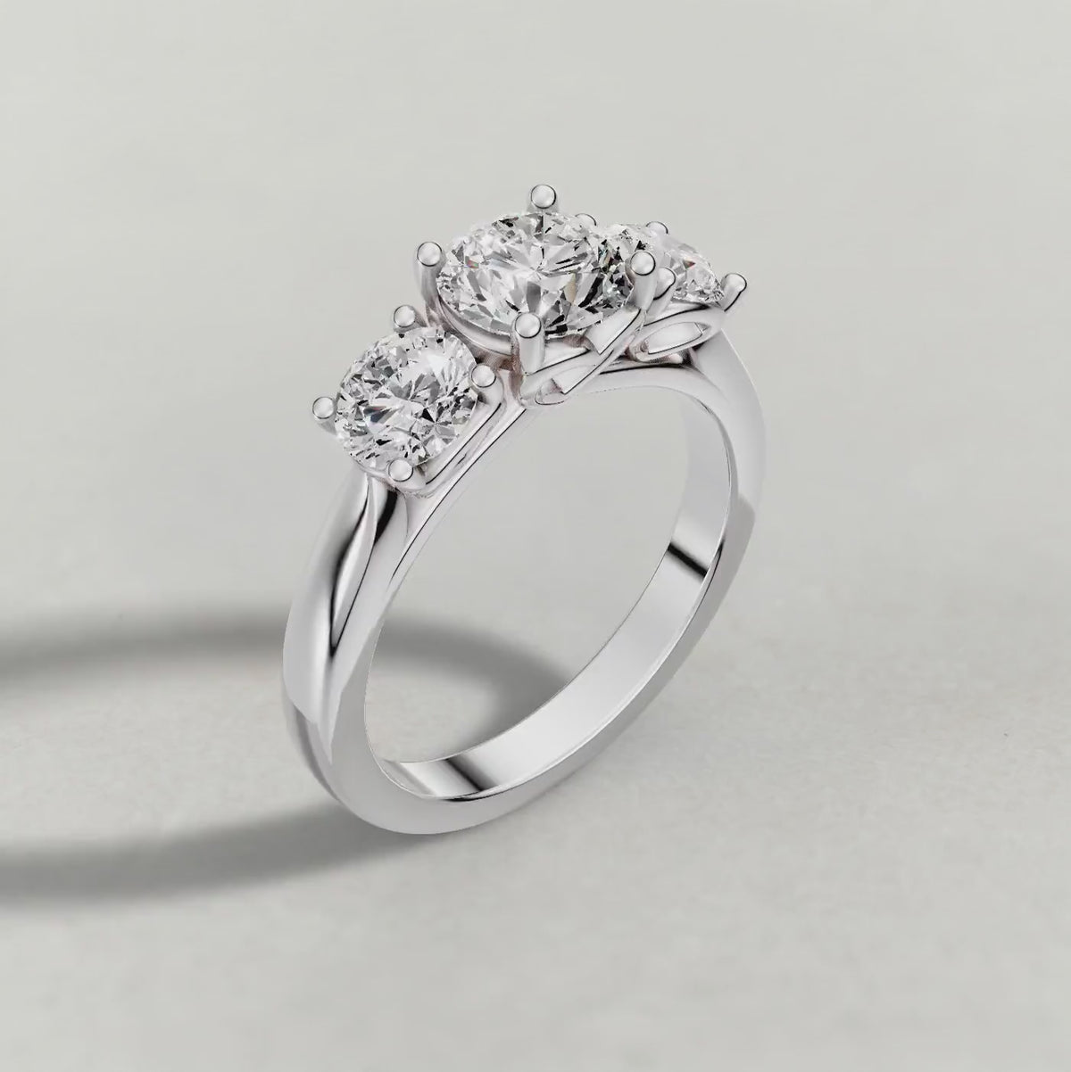 Rotating Three-Stone Side Diamond Engagement Ring (70673) in White Gold