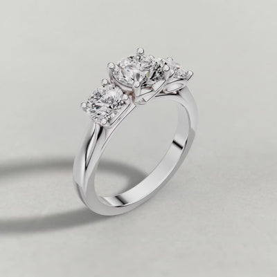 Rotating Three-Stone Side Diamond Engagement Ring (70673) in White Gold