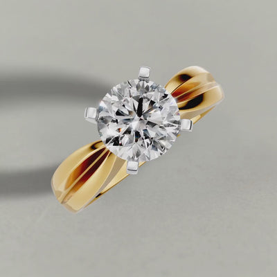 Rotating Sculpted Split-Shank Solitaire Engagement Ring (1596) in Yellow Gold
