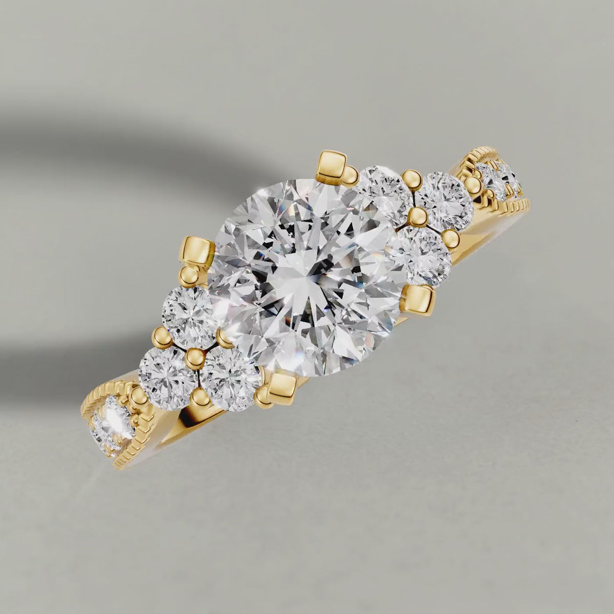 Rotating Cluster Accent Engagement Ring (9425) in Yellow Gold