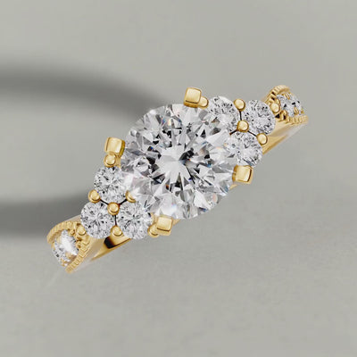 Rotating Cluster Accent Engagement Ring (9425) in Yellow Gold