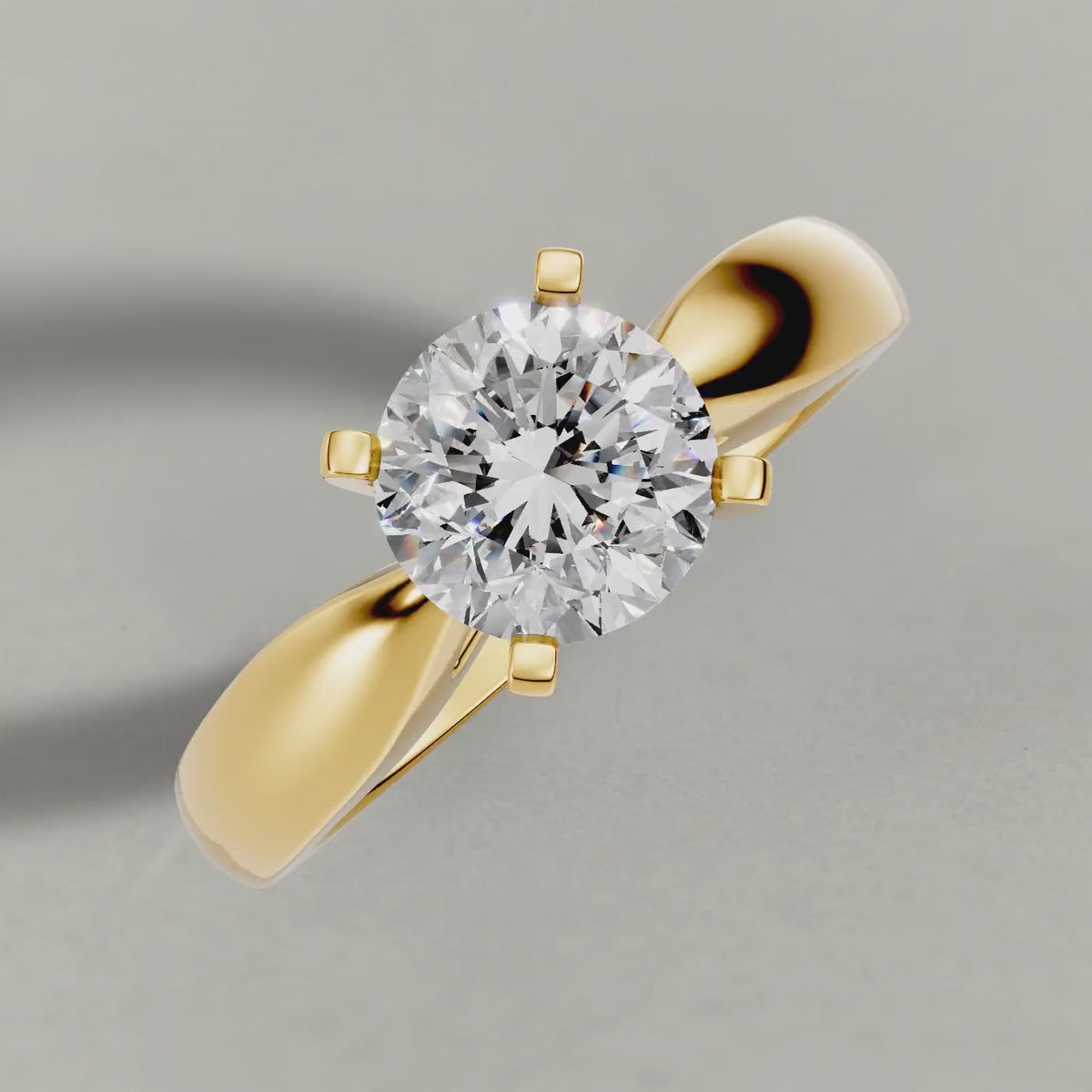 Rotating Sculpted Shoulder Solitaire Engagement Ring (2878) in Yellow Gold