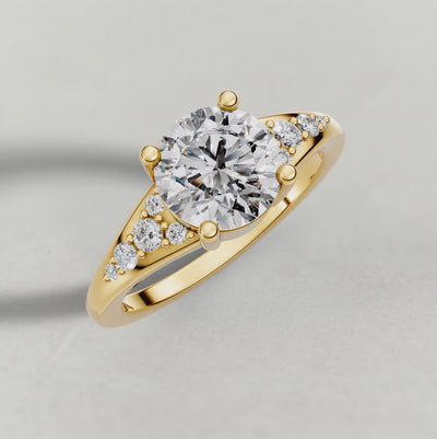 Rotating Sculpted Pavé Shoulder Engagement Ring (71229) in Yellow Gold