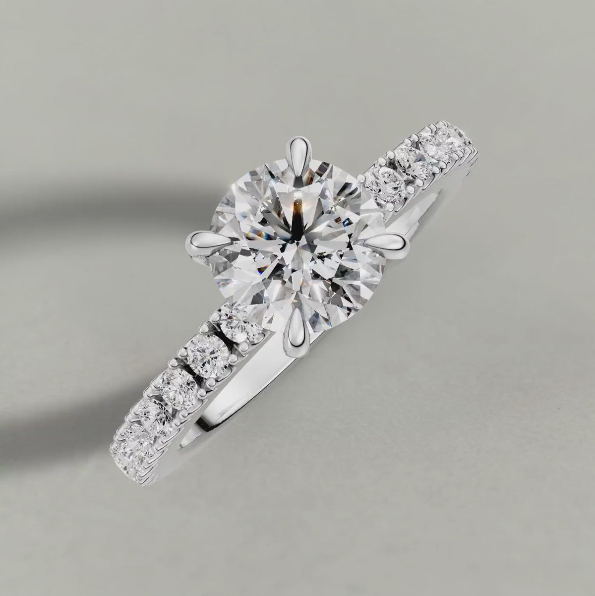 Rotating Single-Row Diamond Band Engagement Ring (72339) in White Gold