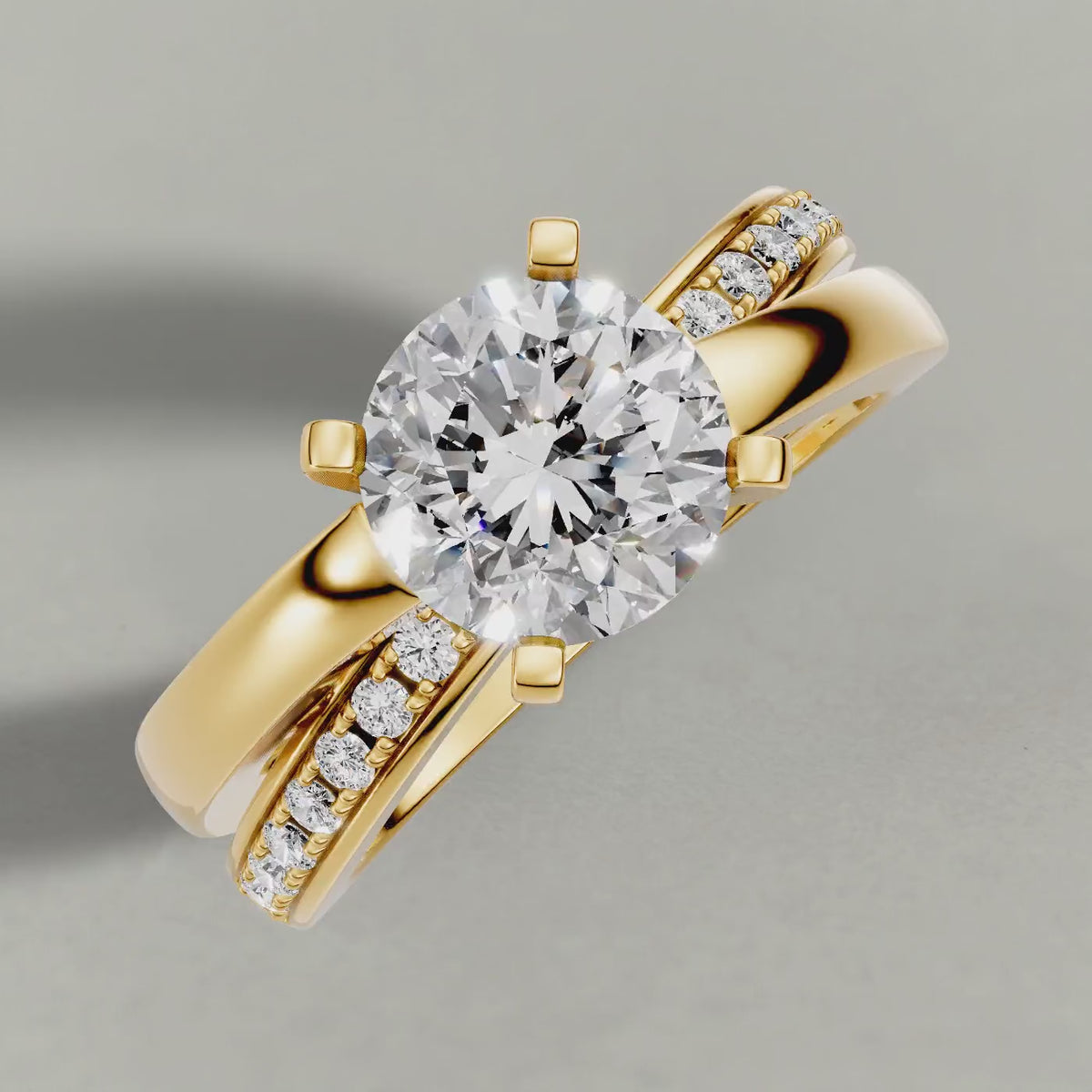 Rotating Split-Shoulder Engagement Ring (7921) in Yellow Gold
