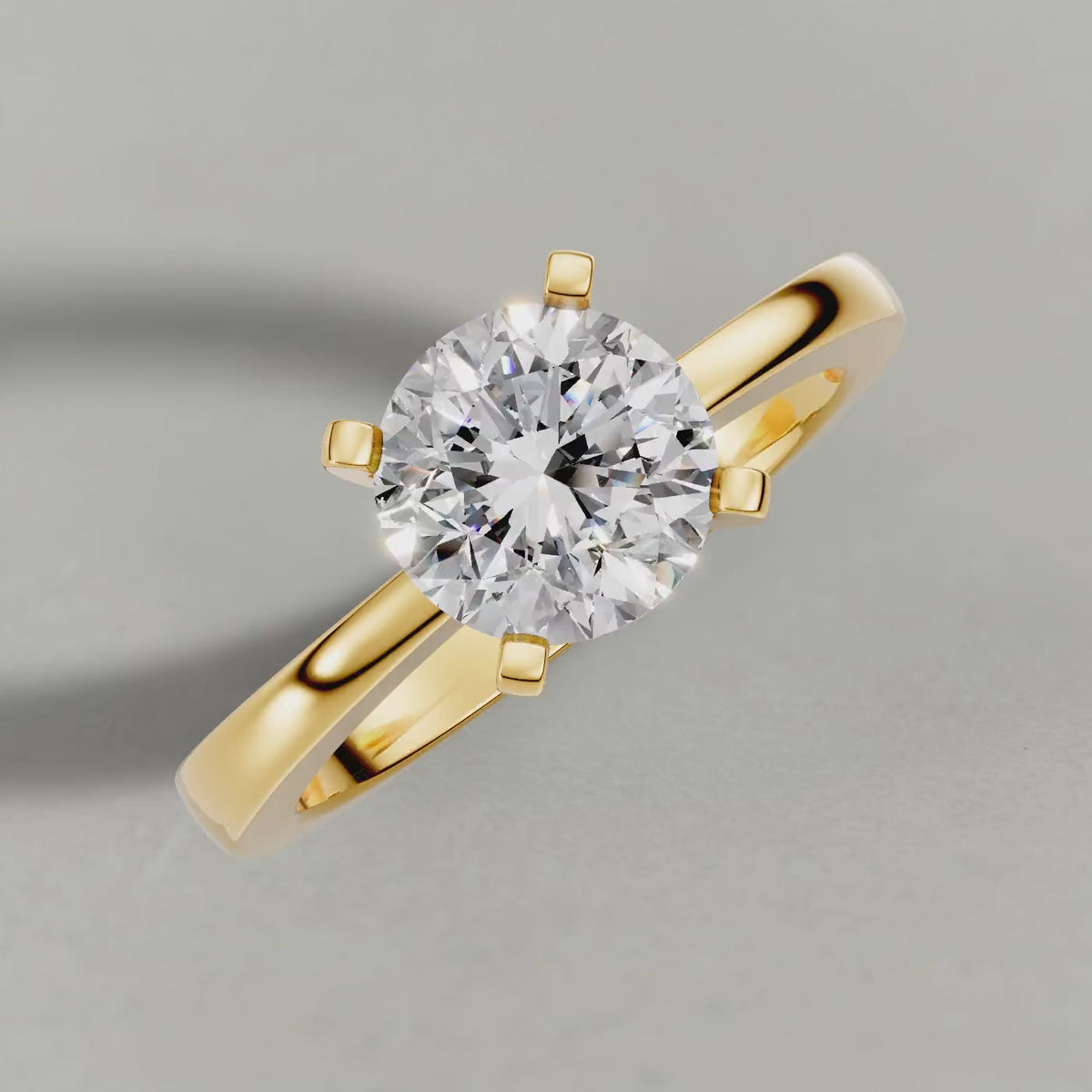 Rotating Floral Prong Solitaire Engagement Ring (2669) in Yellow Gold