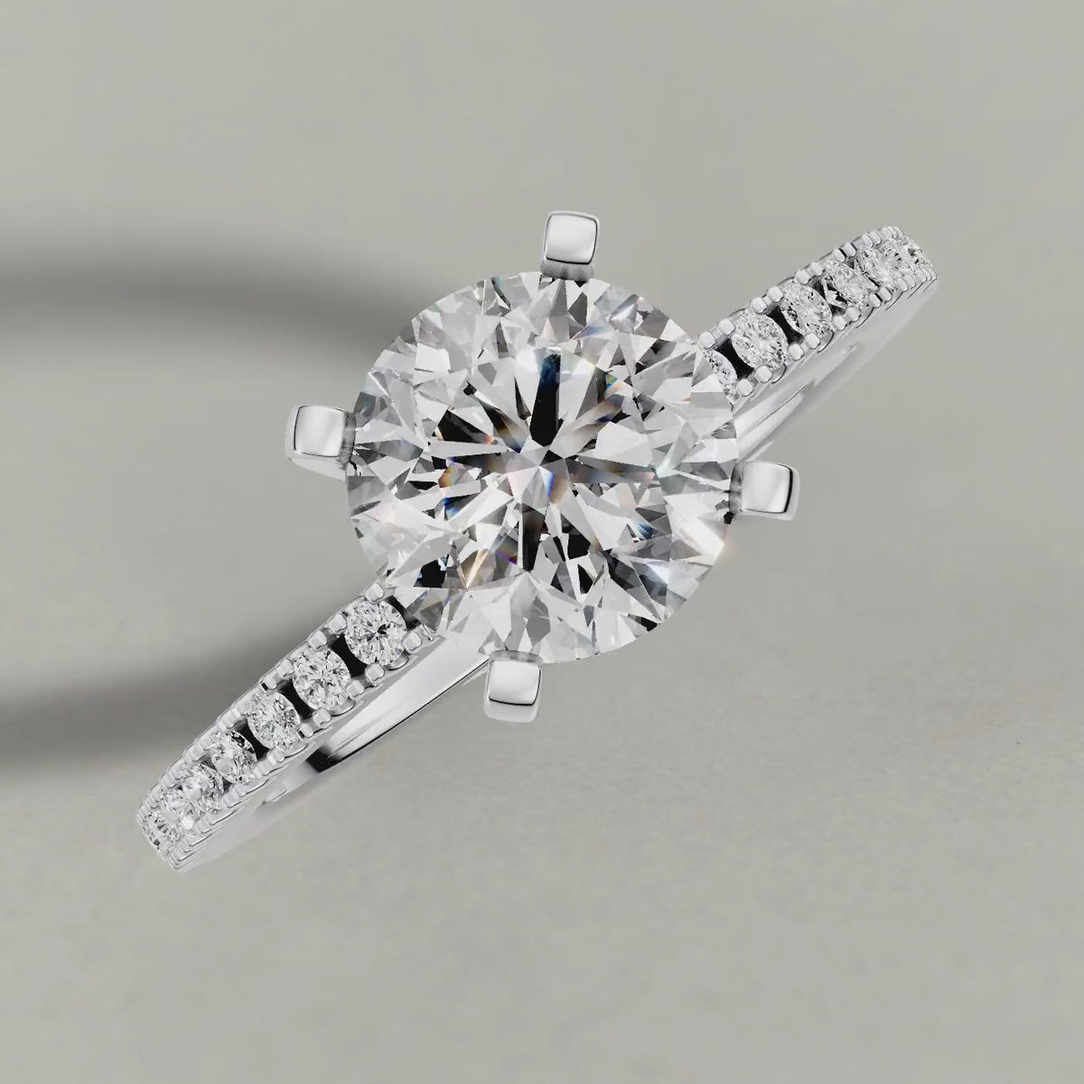 Rotating Micro-Pavé Shoulder Engagement Ring (71103) in White Gold