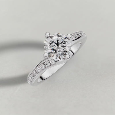 Rotating Offset Pavé Engagement Ring (9460) in White Gold