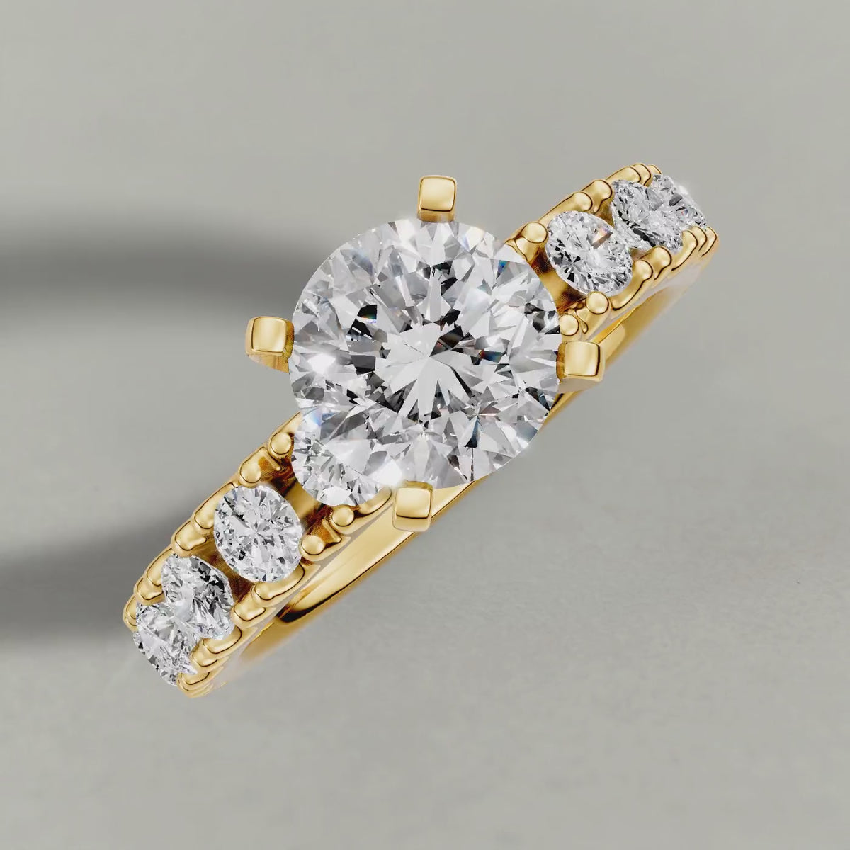 Rotating Classic Diamond Shoulder Engagement Ring (71104) in Yellow Gold