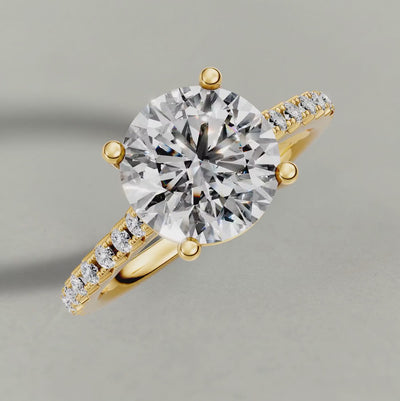 Rotating Four-Prong Pavé Band Engagement Ring (70872) in Yellow Gold